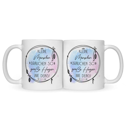 SEO. Bedruckte Tasse mit Spruch Große Herzen wie Deins - Weiß Linkreich