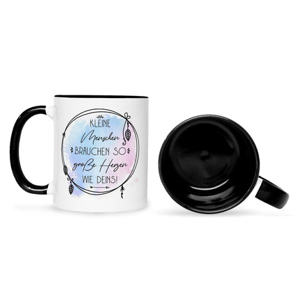 SEO. Bedruckte Tasse mit Spruch Große Herzen wie Deins - Schwarz & Weiß Linkreich