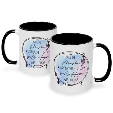 SEO. Bedruckte Tasse mit Spruch Große Herzen wie Deins - Schwarz & Weiß Linkreich