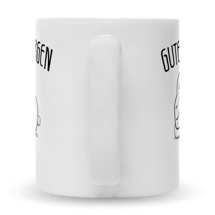 SEO. Bedruckte Tasse mit Spruch Guten Morgen Hase - Schwarz & Weiß Linkreich