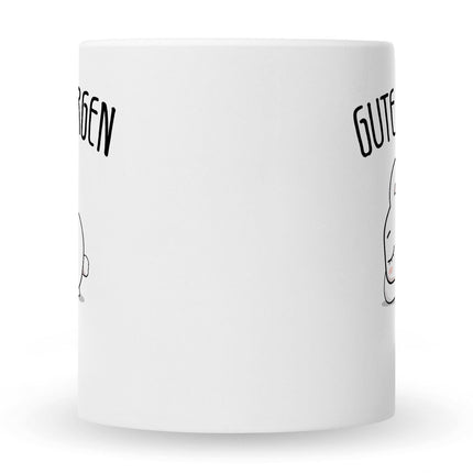 SEO. Bedruckte Tasse mit Spruch Guten Morgen Hase - Schwarz & Weiß Linkreich