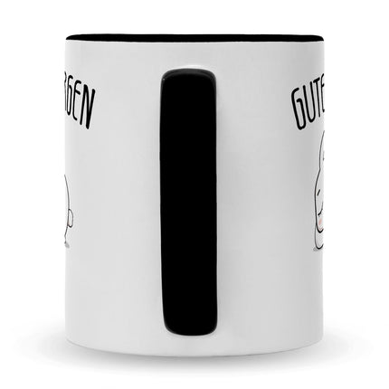 SEO. Bedruckte Tasse mit Spruch Guten Morgen Hase - Schwarz & Weiß Linkreich