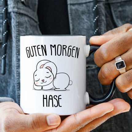 SEO. Bedruckte Tasse mit Spruch Guten Morgen Hase - Weiß Linkreich
