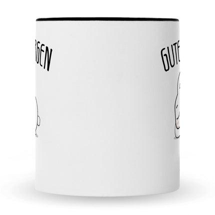 SEO. Bedruckte Tasse mit Spruch Guten Morgen Hase - Schwarz & Weiß Linkreich