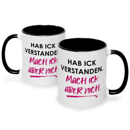 SEO. Bedruckte Tasse mit Spruch Hab ick verstanden - Schwarz & Weiß Linkreich