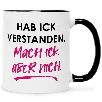 SEO. Bedruckte Tasse mit Spruch Hab ick verstanden - Schwarz & Weiß Linkreich