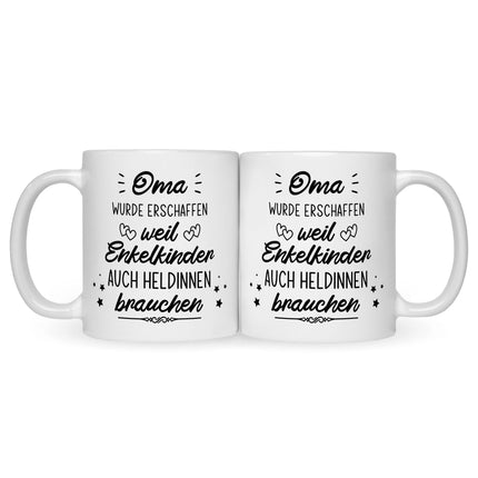SEO. Bedruckte Tasse mit Spruch Heldenhafte Großeltern - Oma - Weiß Linkreich