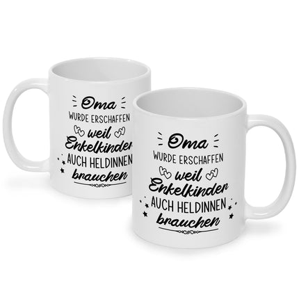SEO. Bedruckte Tasse mit Spruch Heldenhafte Großeltern - Oma - Weiß Linkreich