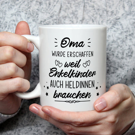 SEO. Bedruckte Tasse mit Spruch Heldenhafte Großeltern - Oma - Weiß Linkreich