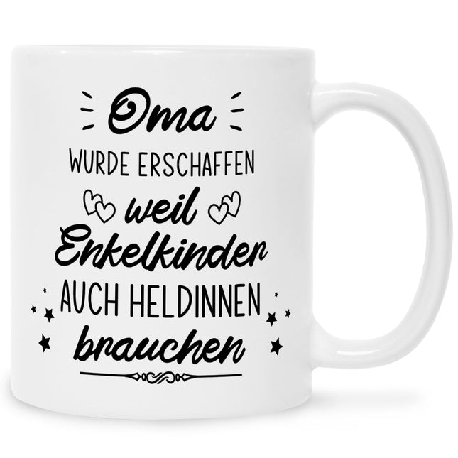 SEO. Bedruckte Tasse mit Spruch Heldenhafte Großeltern - Oma - Weiß Linkreich
