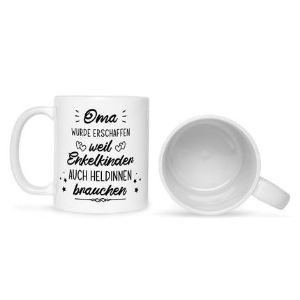 SEO. Bedruckte Tasse mit Spruch Heldenhafte Großeltern - Oma - Weiß Linkreich