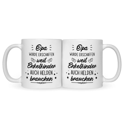 SEO. Bedruckte Tasse mit Spruch Heldenhafte Großeltern - Opa - Weiß Linkreich
