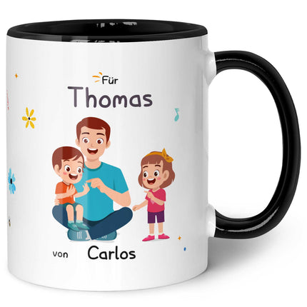 SEO. Bedruckte Tasse mit Spruch Hinter jedem glücklichen Kind - Schwarz Linkreich