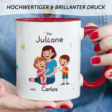 SEO. Bedruckte Tasse mit Spruch Hinter jedem glücklichen Kind - Weiß Linkreich