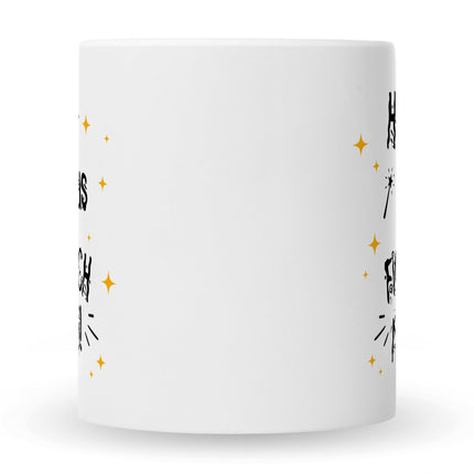 SEO. Bedruckte Tasse mit Spruch Hokus Pokus - Schwarz & Weiß Linkreich