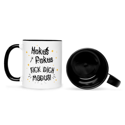 SEO. Bedruckte Tasse mit Spruch Hokus Pokus - Schwarz & Weiß Linkreich