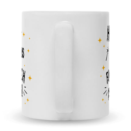 SEO. Bedruckte Tasse mit Spruch Hokus Pokus - Schwarz & Weiß Linkreich