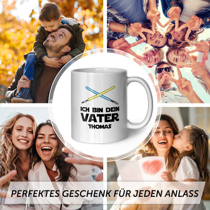 SEO. Bedruckte Tasse mit Spruch - Ich bin dein Vater - Weiß Linkreich