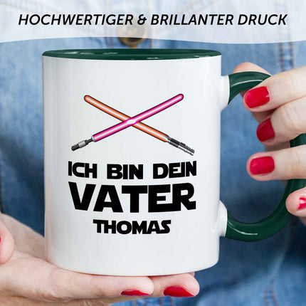 SEO. Bedruckte Tasse mit Spruch - Ich bin dein Vater - Dunkelgrün Linkreich