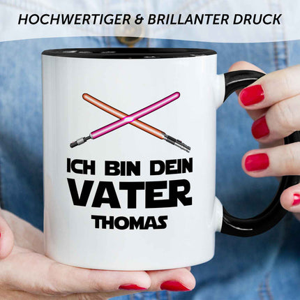 SEO. Bedruckte Tasse mit Spruch - Ich bin dein Vater - Schwarz & Weiß Linkreich