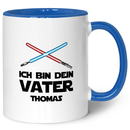 SEO. Bedruckte Tasse mit Spruch - Ich bin dein Vater - Blau Linkreich