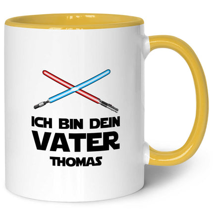 SEO. Bedruckte Tasse mit Spruch - Ich bin dein Vater - Gelb Linkreich