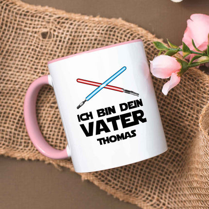 SEO. Bedruckte Tasse mit Spruch - Ich bin dein Vater - Rosa Linkreich