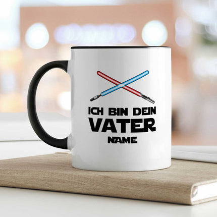 SEO. Bedruckte Tasse mit Spruch - Ich bin dein Vater - Schwarz & Weiß Linkreich
