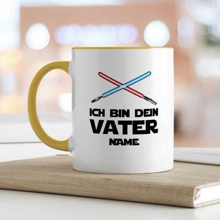 SEO. Bedruckte Tasse mit Spruch - Ich bin dein Vater - Gelb Linkreich