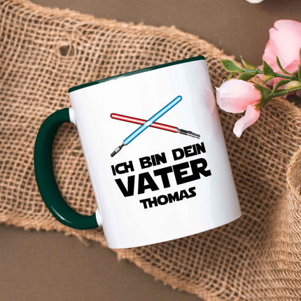 SEO. Bedruckte Tasse mit Spruch - Ich bin dein Vater - Dunkelgrün Linkreich