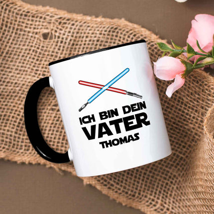 SEO. Bedruckte Tasse mit Spruch - Ich bin dein Vater - Schwarz & Weiß Linkreich