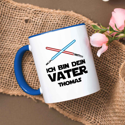 SEO. Bedruckte Tasse mit Spruch - Ich bin dein Vater - Blau Linkreich