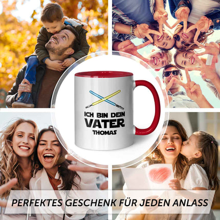 SEO. Bedruckte Tasse mit Spruch - Ich bin dein Vater - Rot Linkreich