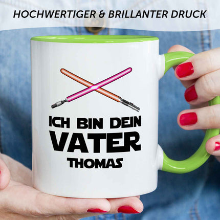 SEO. Bedruckte Tasse mit Spruch - Ich bin dein Vater - Hellgrün Linkreich
