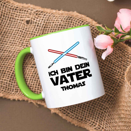 SEO. Bedruckte Tasse mit Spruch - Ich bin dein Vater - Hellgrün Linkreich