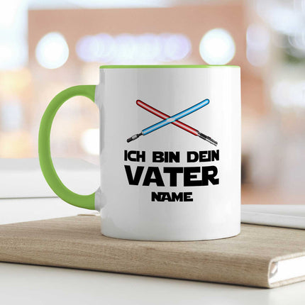 SEO. Bedruckte Tasse mit Spruch - Ich bin dein Vater - Hellgrün Linkreich