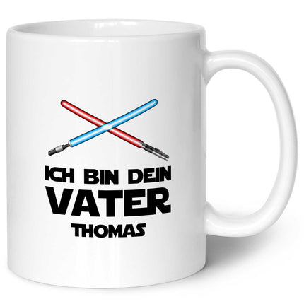 SEO. Bedruckte Tasse mit Spruch - Ich bin dein Vater - Schwarz & Weiß Linkreich