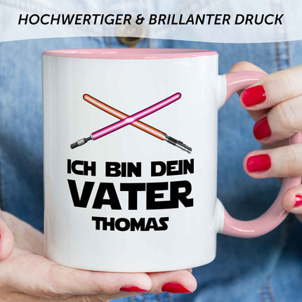 SEO. Bedruckte Tasse mit Spruch - Ich bin dein Vater - Rosa Linkreich