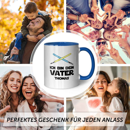 SEO. Bedruckte Tasse mit Spruch - Ich bin dein Vater - Blau Linkreich