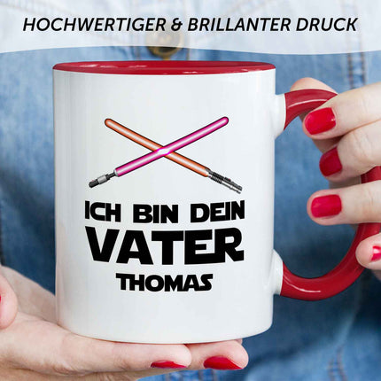 SEO. Bedruckte Tasse mit Spruch - Ich bin dein Vater - Rot Linkreich