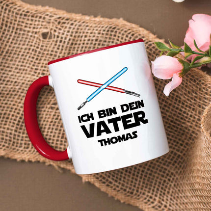 SEO. Bedruckte Tasse mit Spruch - Ich bin dein Vater - Rot Linkreich