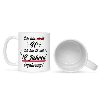 SEO. Bedruckte Tasse mit Spruch Ich bin nicht 30 - Weiß Linkreich