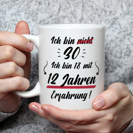 SEO. Bedruckte Tasse mit Spruch Ich bin nicht 30 - Weiß Linkreich