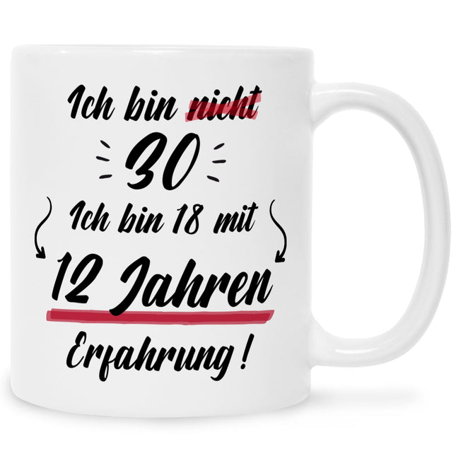 SEO. Bedruckte Tasse mit Spruch Ich bin nicht 30 - Weiß Linkreich