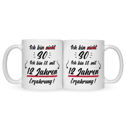 SEO. Bedruckte Tasse mit Spruch Ich bin nicht 30 - Weiß Linkreich