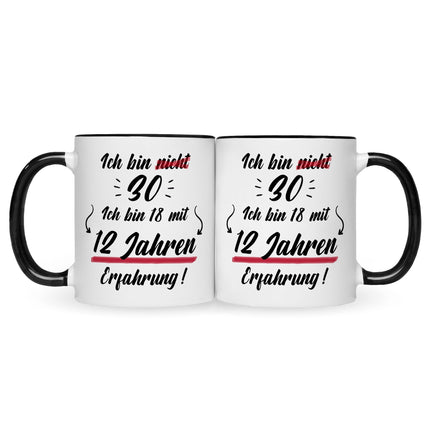SEO. Bedruckte Tasse mit Spruch Ich bin nicht 30 - Schwarz & Weiß Linkreich
