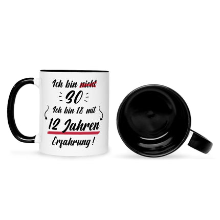 SEO. Bedruckte Tasse mit Spruch Ich bin nicht 30 - Schwarz & Weiß Linkreich