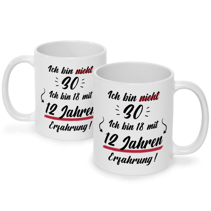 SEO. Bedruckte Tasse mit Spruch Ich bin nicht 30 - Weiß Linkreich