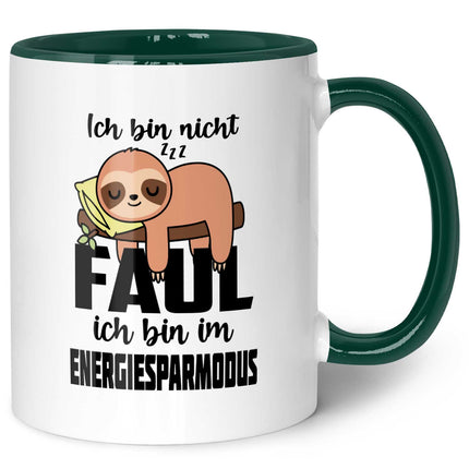 SEO. Bedruckte Tasse mit Spruch - Ich bin nicht Faul - Grün Linkreich
