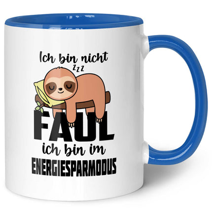 SEO. Bedruckte Tasse mit Spruch - Ich bin nicht Faul - Blau Linkreich
